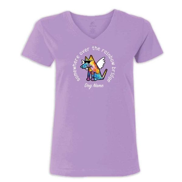 Somewhere Over The Rainbow Bridge - Ladies T-Shirt V-Neck For Sale - Image 5