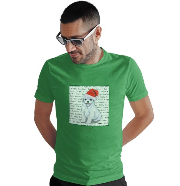 Maltese Happy Puppy Howlidays Text - Adult Unisex T-Shirt Cheap - Image 5