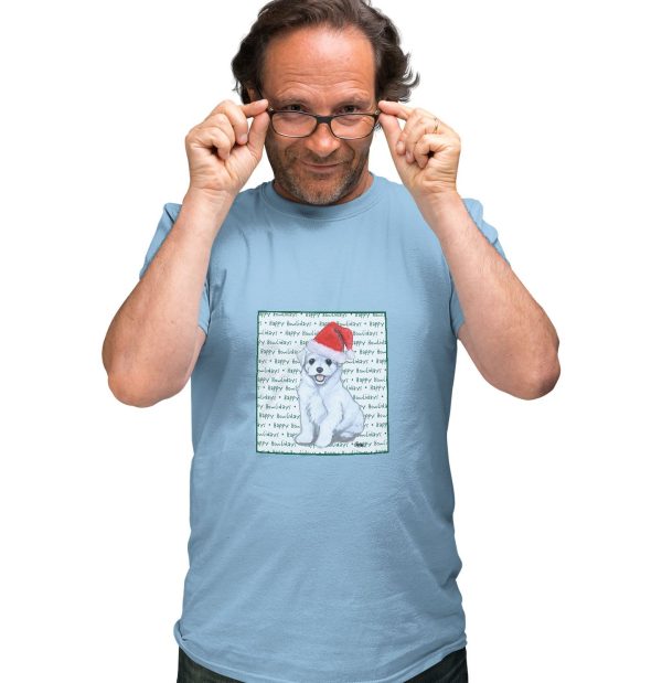 Maltese Happy Puppy Howlidays Text - Adult Unisex T-Shirt Cheap - Image 4