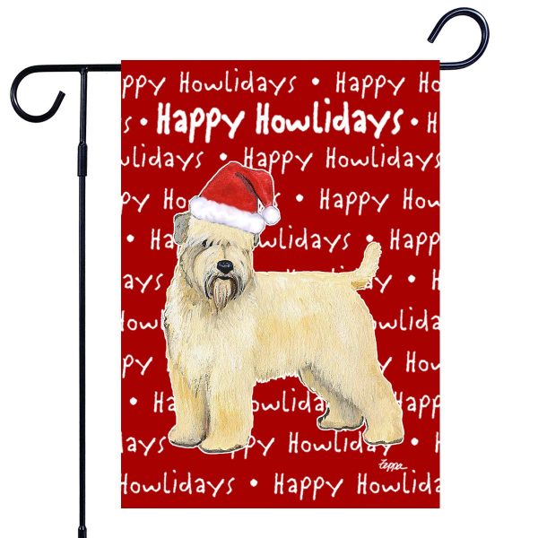 Wheaten Terrier Happy Howliday s Garden Flag Online Hot Sale