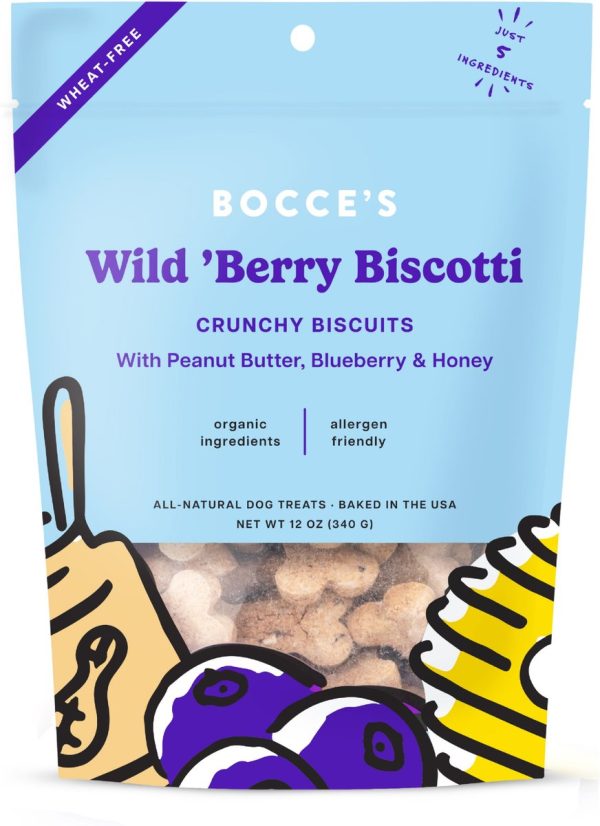 Bocce s Bakery Wild Berry Biscotti Biscuits Crunchy Dog Treats, 12-oz bag Online Sale