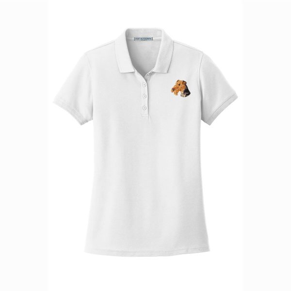 Airedale Terrier Embroidered Women s Short Sleeve Polo Sale - Image 4