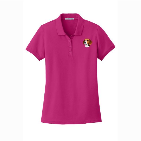 Beagle Embroidered Women s Short Sleeve Polos Sale - Image 2