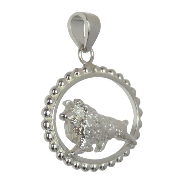 Shetland Sheepdog in Sterling Silver Beaded Oval Pendant Discount - Image 2