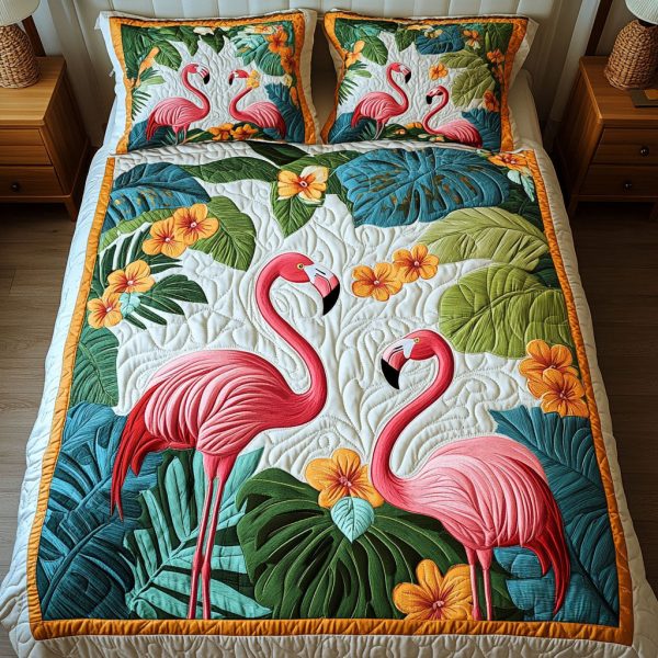Gifts For Flamingo Lover Quilt Bed Set Pink Horizon Cheap