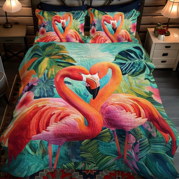 Gifts For Flamingo Lover Quilt Bed Set Flamingo Glow Fashion